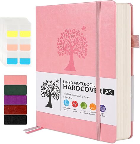 Wide Ruled Notebook Journal for Women & Men, A5 Hardcover Lined Journal Leather Notebook, 324 Numbered 100GSM Pages Thick Notebook for Writing, Study, Work, Campus, School, Note Taking in Saudi Arabia