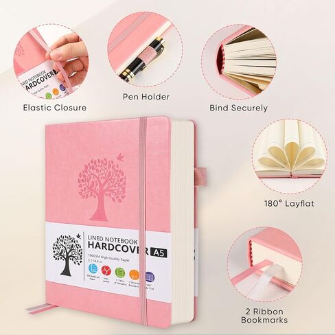 Wide Ruled Notebook Journal for Women & Men, A5 Hardcover Lined Journal Leather Notebook, 324 Numbered 100GSM Pages Thick Notebook for Writing, Study, Work, Campus, School, Note Taking in Saudi Arabia