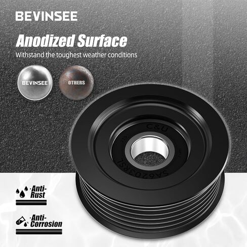 Bevinsee LS Belt Tensioner Pulley 6 Rib Grooved LS1 LS6 Compatible with Chevrolet Corvette 5.7L 350 V8 1997-2004 Compatible with Chevy 4.8L 5.3L 6.0L 6.2L in Saudi Arabia