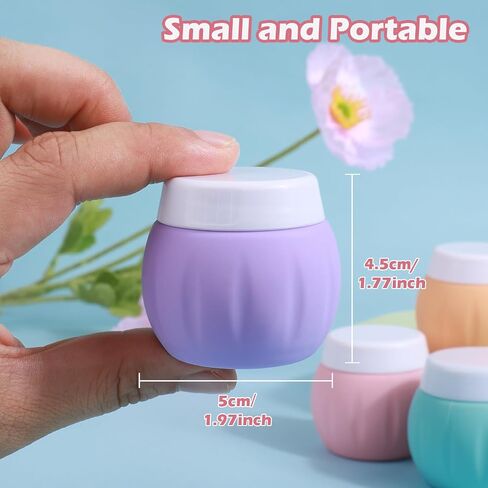 Travel Containers for Toiletries, GLAMFIELDS TSA Approved 1.7oz 50ml Travel Size Silicone Cream Jars BPA Free, Leak-proof Travel Essentials with Lid for Cosmetic Face Hand Body Cream Macaron (4 Pack) in Kuwait
