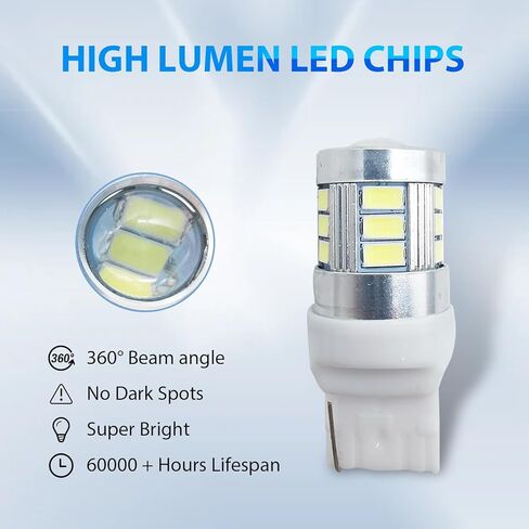 UGSHY 2 قطعة سيارة T20 7440 إشارة الانعطاف، شرائح LED عالية السطوع وتبديد الحرارة الفائق عكس ضوء الفرامل، 1: 1 قطع غيار لمبة الإضاءة الأصلية للقابس والتشغيل، عالمية للسيارة (أبيض) in Kuwait