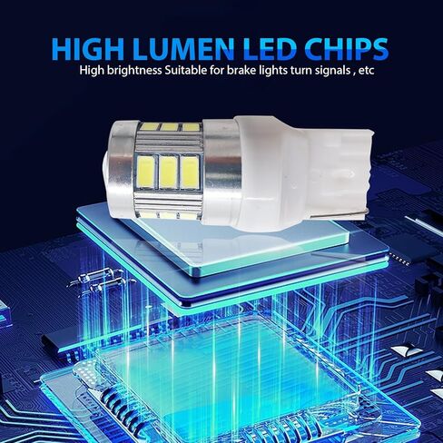 UGSHY 2 قطعة سيارة T20 7440 إشارة الانعطاف، شرائح LED عالية السطوع وتبديد الحرارة الفائق عكس ضوء الفرامل، 1: 1 قطع غيار لمبة الإضاءة الأصلية للقابس والتشغيل، عالمية للسيارة (أبيض) in Kuwait