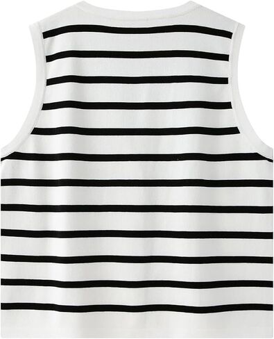 Womens Casual Striped Sleeveless Sweater Vest V Neck Knitted Button Tank Top in Saudi Arabia