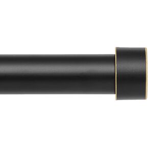 Window curtain rod 72 to 120, 1-inch black curtain rod kit, heavy-duty curtain rod with adjustable curtain rod, outdoor modern curtain rod with simple gold border end cap, 32-120 inches, black