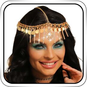 Boho Sequin Head Chain Gold Tassel Forehead Hair Chains Summer Sand Beach Costume Headpiece for Women