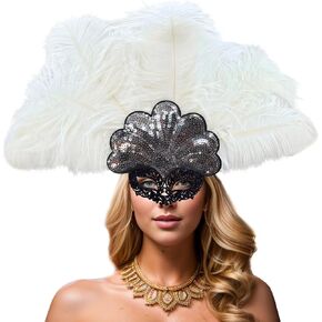 Women's Feather Headpiece Feather Sequin Headwear Carnival Headpiece Costume Mask Showgirl Accessories