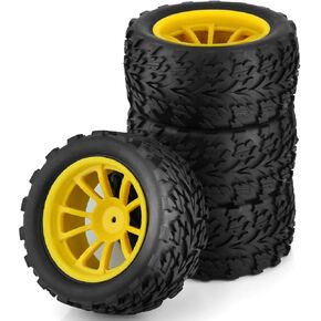 4PCS 1/10 RC Off-Road Buggy Wheel Tires 118mm Rubber Tires and Plastic Wheel Hub 12mm Hex Fit for 1/10 RC Off-Road Truck Monster Traxxas X-Maxx/E-Revo/Summit HSP 94111 94188 Redcat HPI