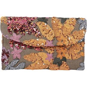 Verdusa Women's Floral Embroidery Sequin Evening Clutch Bags Party Purses
