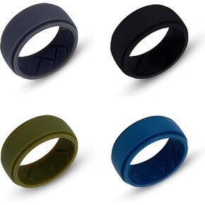 Breathable Silicone Ring for Men - 4 Pack Durable & Comfortable Mens Wedding Band, Safe Rings for Men - Perfect for Athletes, Blue Collar Workers, First Responders, and All Men