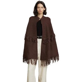 BEAUTELICATE Women's Poncho Cape Vintage Knitted Tassel Warm Winter Autumn Coat Sweater Cape Cardigan Sweater