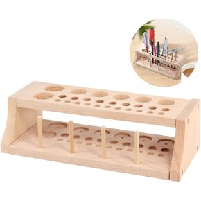 Joyibay 2 PCS Wooden Leather Tool Holders, Wooden Leather Craft Tools Rack Stand with 98 holes, Wooden Leather Tools Storage Box for Hole Punch Leather Tools