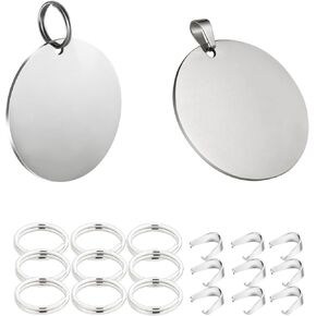30mm Metal Stamping Blanks Stainless Steel Tags Charms for Jewelry Making Metal Plant Tags Stamping Dog Tags (100)