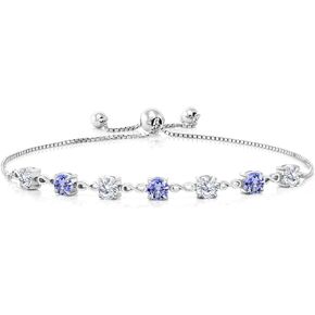 Gem Stone King 925 Sterling Silver Customized Personalized 7-Stone 4.5MM Round Gemstone Birthstone Tennis Bracelet For Women | Fully Adjustable Up to 9 Inch