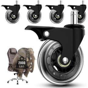 Office Chair Base Replacement - Heavy Duty Alloy Office Chair Base Replacement (2800 lbs) Heavy Duty Base Replacement, Universal Gas Cylinder and Caster Sockets (Silver Base)