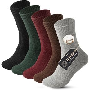 Caudblor 5Pack Winter Cotton Crew Sock For Women, size 5-10