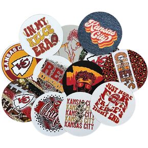 Kansas Freshie Cardstock Round Cutouts 2.5" | 12 Pack City Football Sports Chiefs Red and Yellow for Silicone Mold Oven Safe Professional
