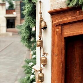 Meridian Nauticals- Rustic Vintage Cow Bells on roap Wall Hanging Decor Handcrafted Metal Rustic Decor Home and gardern Perfect Home Accent- Best Ideal Gift