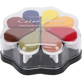 8 Color Ink Pad Petal Shape Ink Stamp Pad Finger Ink Pad for Card Making, Rubber Stamps Paper Schedule Book Scrapbook[#1007] Ink Pads