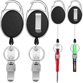 4 Pack Retractable Pen Holder with 31.5" Dyneema Cord, Elastic Silicone Retractable Pencil Holder Ideal for Carpenters,Nurses, Mechanics, Architects, Office Workers