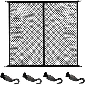 Heavy Duty Cargo Net 48"x 48", Stretchable Bungee Net with Adjustable Plastic Hooks, Elastic Storage Organizer for Truck Bed Net, Exterior Accessories for Car, SUVs Trucks (Black), and