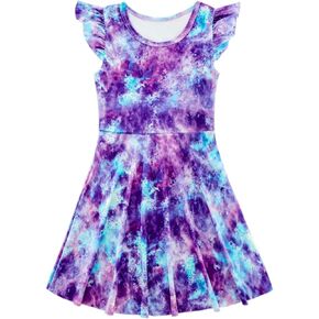 Girls Sleeveless Casual Dress Floral Printed Sundress for Home Party Beach Kindergarten Graduation in Kuwait