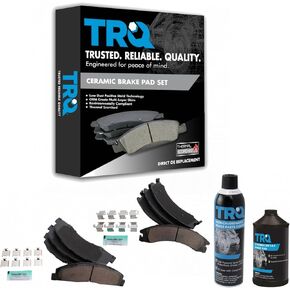 TRQ Front & Rear Brake Pads Brake Chemical Kit Ceramic Compatible with 2008-2014 Ford E-150 E-250 2008-2022 E-350 Super Duty