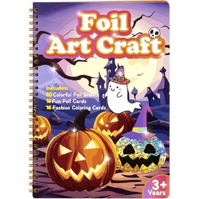 ilauke Art & Craft Activity - Foil Fun Art Craft Paper Kid Carft, DIY Creative Activity, Foil Art Stickers for Birthday Halloween for Boys & Girls Ages 3, 4, 5, 6, 7