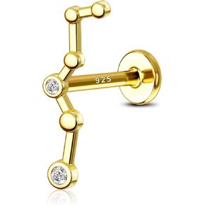 COCHARM Climb Cartilage Helix Earring Stud 925 Sterling Silver 16g 6mm 8mm Flat Back Helix Piercing Jewelry Constellation Cartilage Jewelry for Women Man Helix Conch Stud Earring