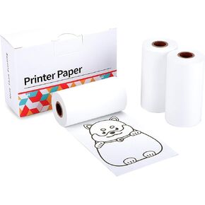 Phomemo Non Adhesive Paper Printer Thermal Paper White for M02 M02S M02 Pro, Black Print on White, 2.08 Inch x 21.33 Feet (53mm x 6.5m) for Black and White Photos, Planner, Note, Scrapbooking
