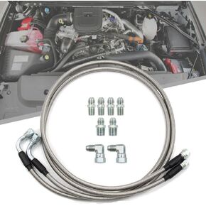 6AN 70" Transmission Cooler Lines Kit For GM Chevy Transmission 4L60E 4L80E TH350 TH400 700R4 200-4R TR6060 Ford AOD 4R100 4R70W C5 Transmission luid oil ccoler Hose Line Stainless Steel Braided