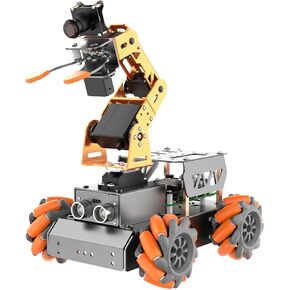 ذراع آلي لـ Raspberry Pi 5/4B AI Vision مفتوح المصدر Mecanum Wheel Chase Robot Car Kit 5 DOF/Axis ذراع روبوت ذكي DIY، MatserPi مع Raspberry Pi 5 8GB in Kuwait