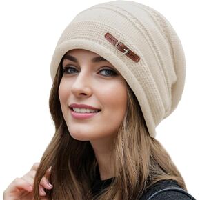 AZJ Women Slouchy Beanie Hats Winter Fleece Warm Soft Skull Knitted Cap for Ladies