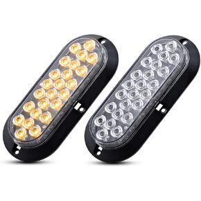 Meerkatt 6 Inch Oval Clear Lens Red 24 LED Tail Brake Rear Stop Parking Lights Waterproof Trailer Bus Truck Pickup 12V DC Bright DK12 Pack of 2