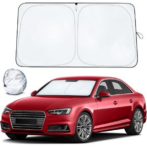 Windshield Sun Shade Mirror Cut Out | Foldable & Reflective Front Windshield Shade Blocks UV Rays | Car Accessories Interior Protection | Small (59" x 29")