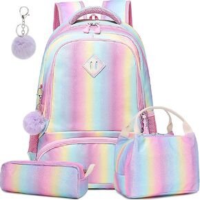 Dafelile Backpack Unicorn for Girls School Preschool Backpack for Girls 3 IN 1 School Bookpack Set with Lunch Bag Pencil Bag