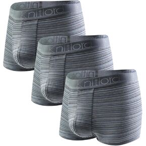 KNITLORD Striped Men's Boxer Briefs Breathable ComfortSoft Underwear Viscose Made from Bamboo Short Leg Trunks 3 or 4 Pack