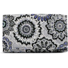 Vera Bradley Women's Cotton Trifold Clutch Wallet With Rfid Protection, Botanical Paisley, One Size