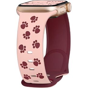 Compatible with Dressy Designer Apple Watch Bands for Women Men 40mm 41mm 38mm, Two-toned Paw iWatch Bands for Apple Watch Ultra 2 1 SE Series 10 9 8 7 6 5 4 3 2 1 Sport Band (White & Milk Tea)