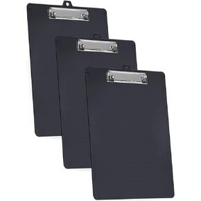 Acrimet 3 Pack Clipboard Letter Size A4 (13 3/8" x 9 7/16") Low Profile Clip & Side Rulers, Durable Plastic for Office, School, Home Use - Black Color
