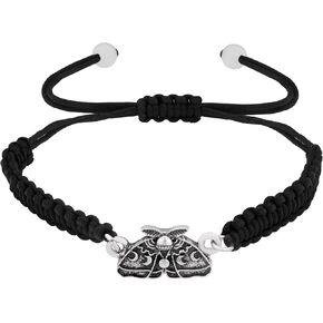 Sacina Butterfly Luna Moth Bracelet Strand, Black Braided Bracelet, Gothic Bracelet, Emo Bracelet, Grunge Bracelet, Punk Bracelet, Goth Jewelry, Christmas Jewelry Gift for Women