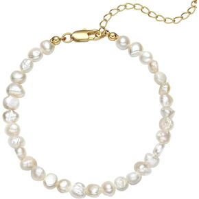 Natural Freshwater Baroque Pearl Bracelets for Women 5-10mm White Cultured Pearls Summer Beaded Bracelets Anklets for Women Gifts