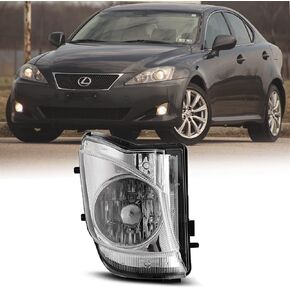 CPW OEM Fog Lights Assembly Fit For 2006 2007 2008 2009 2010 Lexus IS250 IS350 (Not fit for IS 250C and IS 350C model), Driver & Passenger Driving Fog Lamps Replacement (Black Housing Clear Lens)