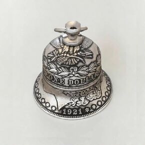 Morgan Silver Dollar Bell, Antique Metal Hanging Bell Ornaments, Halloween Witch Silver Bells Decorations, 1921 New Silver Coin Bells Pendant, Christmas Vintage Bell ﻿(Small,1 Piece)