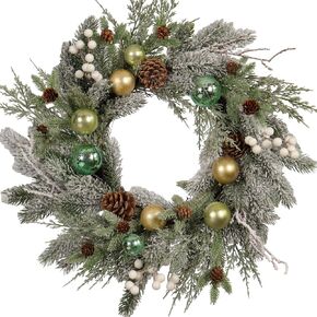 22-Inch Handcrafted Artificial Christmas Wreath with Pinecones, Rust Bell, and Lifelike Pine Branches Winter Holiday Wreath for Front Door and Home Décor, Indoor/Outdoor Seasonal Décor in Saudi Arabia