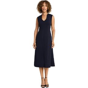 Maggy London Women's Sleeveless V-Neck Midi Elegant A-line Silhouette for Cocktail Party Wedding Guest Formal Dresses