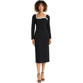 Maggy London Women's One-Shoulder Midi Dress with Curved Neckline