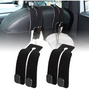WALLFID 2 Pack Leather Car Seat Organizer Hooks - Universal Premium Car Accessories with Enhanced Grip for Purses, Bags, Coats, and More - Stylish & Practical Car Organizer (Black)