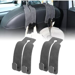 WALLFID 2 Pack Leather Car Seat Organizer Hooks - Universal Premium Car Accessories with Enhanced Grip for Purses, Bags, Coats, and More - Stylish & Practical Car Organizer (Black) in Kuwait