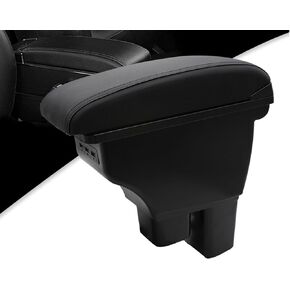 Custom Fit for Car Armrest Box 2009-2013 Honda Fit Jazz Accessories Storage Center Console Double Layer with 3 USB Ports Armrest Organizer Box Red Stitching