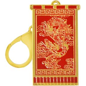 Feng Shui Prosperity Flag With Dragon Success and Luck Blessings Keychain